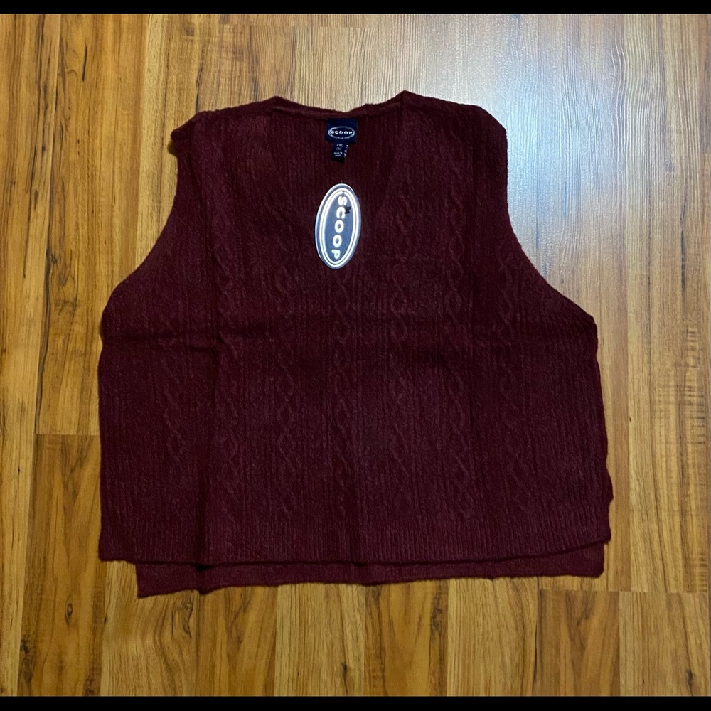 Scoop Women's Sleeveless V-Neck Cable Knit Cropped Sweater Vest Size XXL - Picture 3 of 11